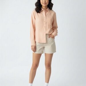 Women’s Peach Striped Button-Up Shirt